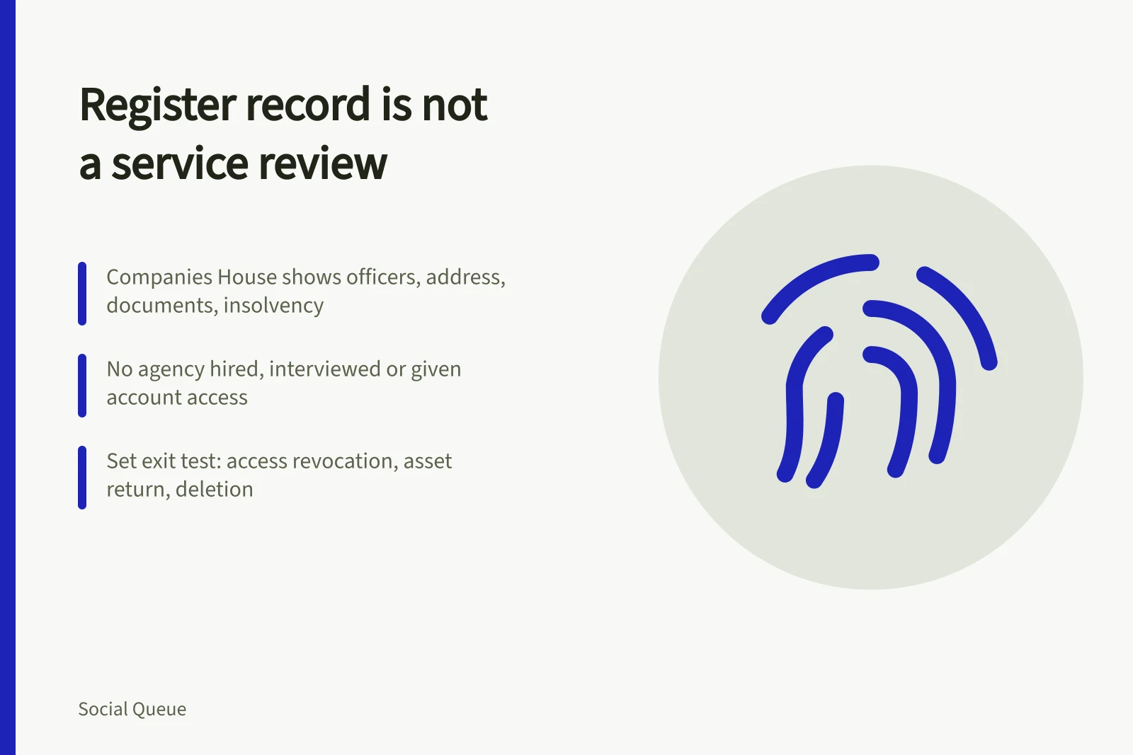 Card on why a register record is not a service review