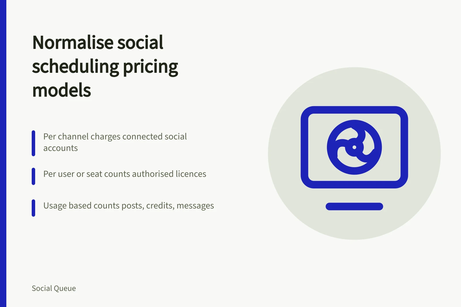 Pricing model comparison card for social scheduling tools