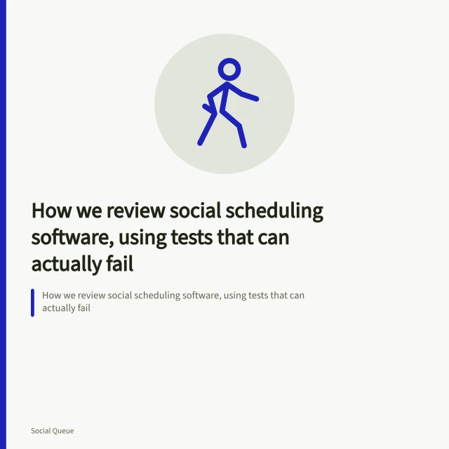 How we review social scheduling software, using tests that can actually fail. How we review social scheduling software, using tests that can actually fail